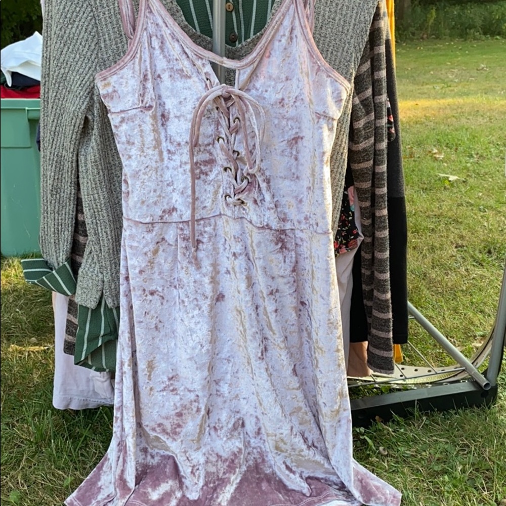 Pink velvet like dress